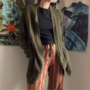 American Eagle Olive Green Women's Sweater Open Cardigan